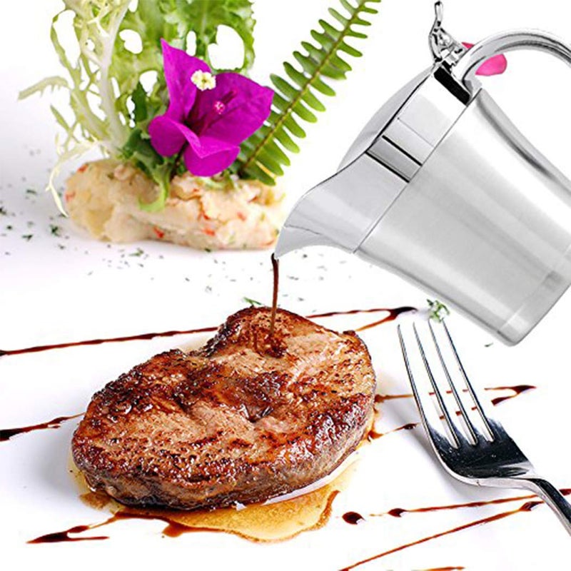 Miecux Double Insulated Gravy Boat - Stainless Steel Sauce Jug with Hinged Lid Hinged Lid Ideal for Gravy or Cream at Thanksgiving (750ML/26 OZ) - Image 3